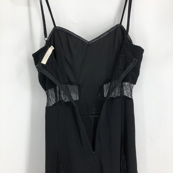 Lush Little Black Dress - cami strap mini dress w/ lace cutouts and trims M - Picture 9 of 14